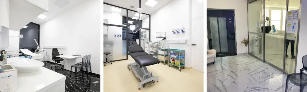 Ambulatori e corridoio della Clinica Fabjan